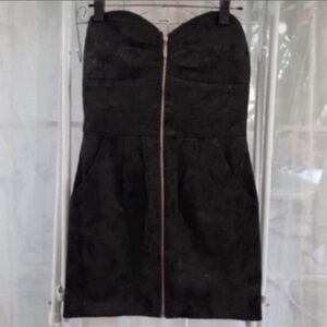 Y2K XOXO Black Strapless Full Front Zipper w/Floral Print on Dress, Juniors M